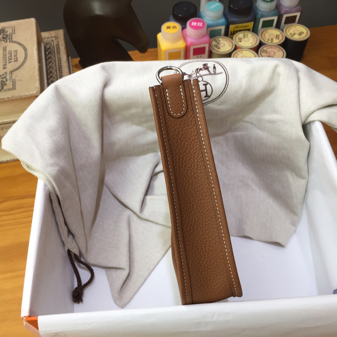 에르메스 미니 에블린16 골드브라운 은장 끌레망스 가죽